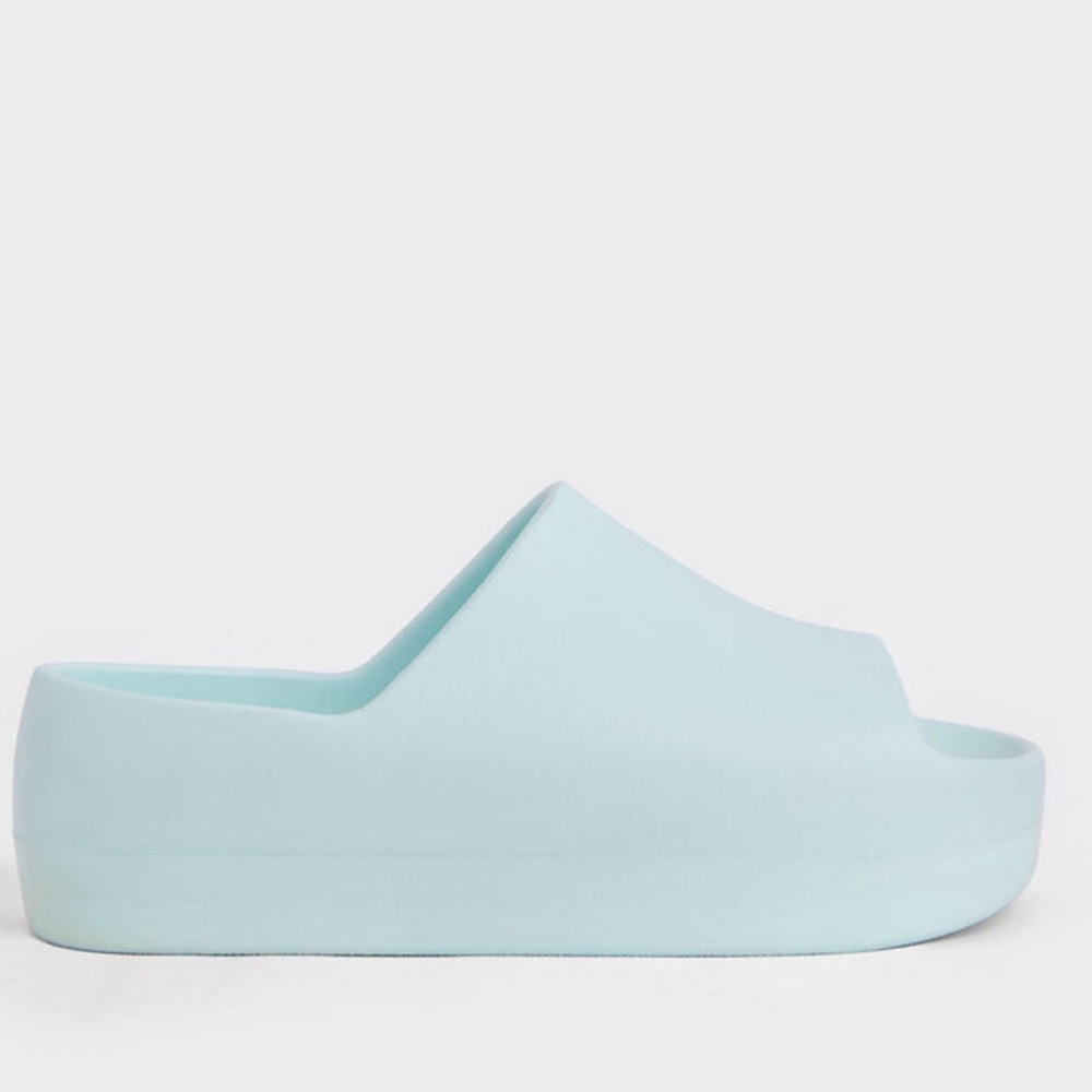 Charles & Keith Pale Blue Slide Platform Sandals